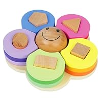 Little Frog Flower Shape Wooden Stacking Puzzle Toy, Montessori Toys for 1+ Year Old Boys & Girls, Wooden Shape Sorter, Early Development & Activity Toys, Educational Toys For 1+ Year Old