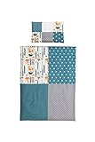 ULLENBOOM Kinderbettwäsche 100x135 cm - 100% OEKO-TEX Baumwolle - Waldtiere Petrol - Kinder Bettwäsche Set aus Kissenbezug (40x60 cm) und Deckenbezug (100x135 cm), Als Baby Bettwäsche geeignet