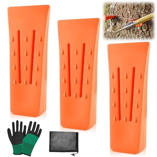 mizikuu Cuñas de Corte, 3 Piezas Cuñas Forestales 5Inch Cuña de Arbol Durable Cuñas para talar árboles Cuñas de Troncos Herramientas Accesorios de Leñador para Tala Falling Corte Tallar Motosierra