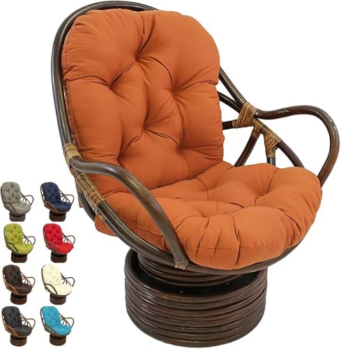 Mecedora giratoria ultra suave con cojín grueso lavable - ratán gris claro - reclinable plegable para jardín, patio al aire libre (color: F)