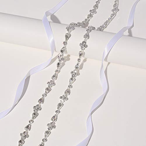 Thin Bridal Belt Bridesmaid Sash Crystal Wedding Belt with Rhinestones Pearls for Women Dress Accessories3