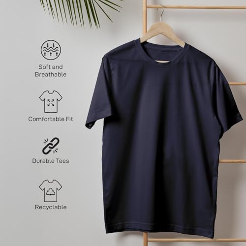 Image of CreativiT Unisex Plain Casual Half Sleeve Round Neck T-Shirt | 100% Recycled Cotton Rich T-Shirt Pack of 1