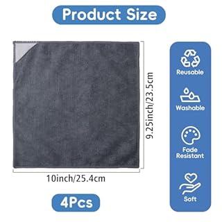 GoClimber 4 Pack Magnetic Microfiber Cleaning Cloth, Dry Erase Erasers Cleaner for Whiteboards, Blackboards, Chalkboards, Glassboards, Home, Office, School, Gray, 10'' x 9.25''