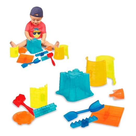 Battat Sandbox and Beach Toys for Toddlers, Sand Castle Building Kit with Sand Molds and Shovel, Sand Toys for Kids 3+ Years Old (11 Pcs)