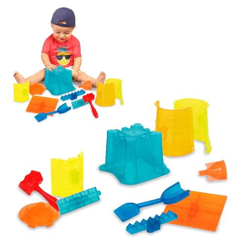 Battat - Kit de Construction de château de Sable 11 pièces avec moules et Pelle - Jouet bac à Sable pour l'extérieur - 3 Ans et +