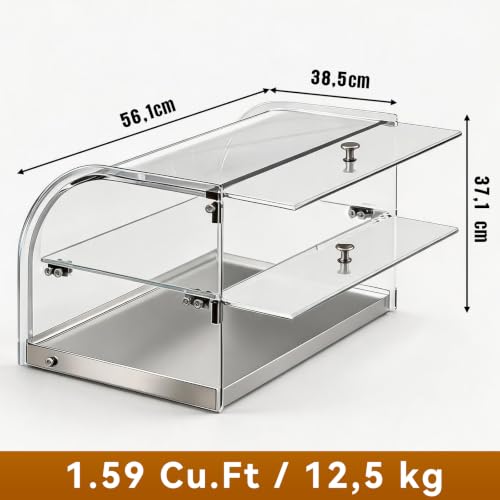 Image of Malphi 22 inch Commercial Countertop Pastry Bakery Display Case with Front Curved Glass and Rear Door,1.5 cu. ft.Bread Cookie Donut Display Box,ETL Certified