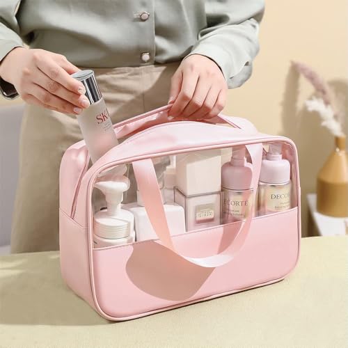 Image of Apophis Pvc Travel Makeup Pouch Set Toiletry Bag Cosmetic Organizer Bag for Women and Girls Toiletry Storage Kit Set of 3 (Pink)