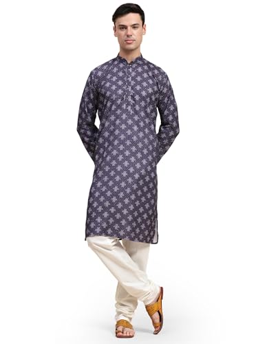 Image of SKAVIJ Men's Viscose Rayon Festive Printed Cotton Kurta Pajama Set | Traditional Ethnic Wear for Men | Perfect for Diwali, Wedding & Festive Celebrations