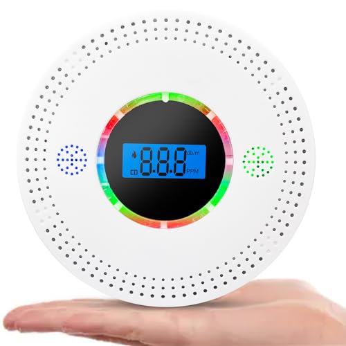 Combination Smoke and Carbon Monoxide Detector with Digital Display,Smoke Alarm & Carbon Monoxide Detectors Replaceable Battery with Dual Sensor, 2 in 1 CO & Smoke Detectors for Home office