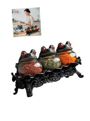 Yunxioler Witchy Frog Apothecary Spice Jars with Lids, Vintage Gothic