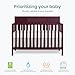 Dream On Me Ivy 5-in-1 Convertible Full-Size Baby Crib in Auburn, GreenGuard Gold & JPMA Certified, 3 Mattress Heights, Converts to Toddler, Day & Full-Size Bed, Safe & Stylish Nursery