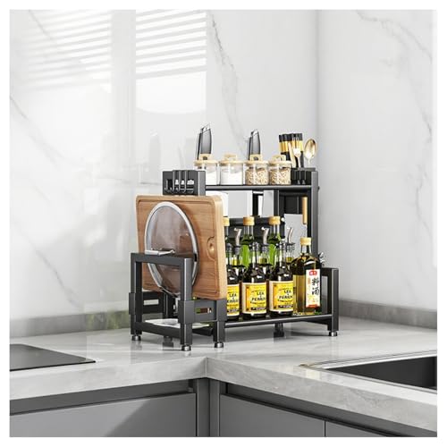 GTHTUHFD Spice Rack Organizer For Cabinet, Carbon Steel 3 Tier Kitchen Storage Racks Display Risers, Seasoning Organizer For Kitchen Cabinet Countertop Pantry Spice Organizer,2 Tier-30cm/11.8in