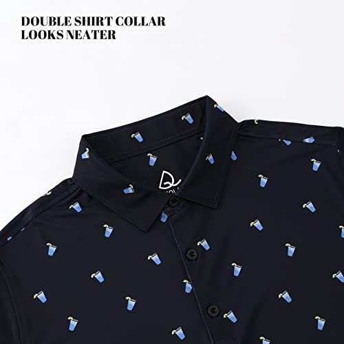 Deolax Mens Polo Shirts Moisture Wicking Dry Fit Performance Mens Golf Shirt Regular Fit Fashion Print Short Sleeve Polo Navy Blue #TOP5