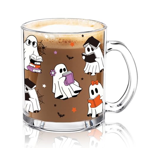 Taza de vidrio Whaline Halloween 12 oz con diseño de fantasma miniatura 1