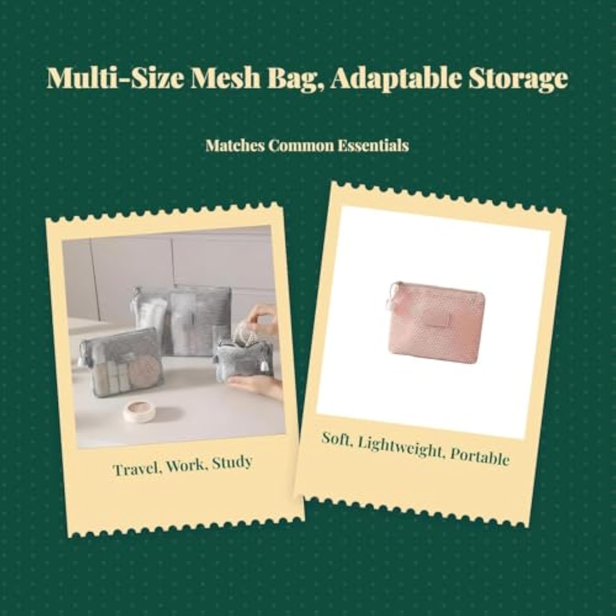 Mini Double Fastener Mesh Organizer Travel Cosmetic Case
