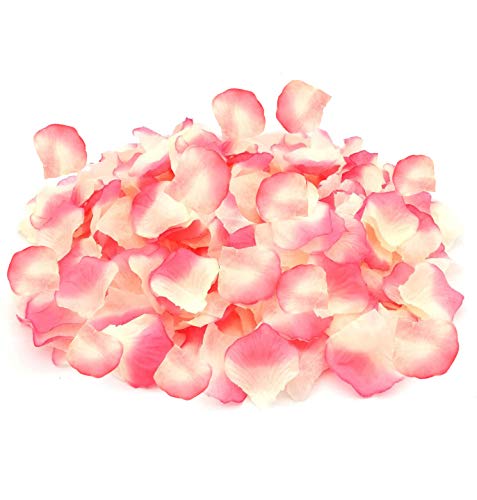 JieGuanG Pétalos de rosa, rosa y blanco de seda simulación de pétalos de rosa para boda, día de San Valentín, decoración de flores (1000 piezas)