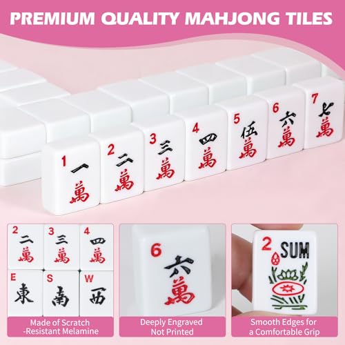 American Mahjong Set 166 piezas portátil con dados y bolsa miniatura 3