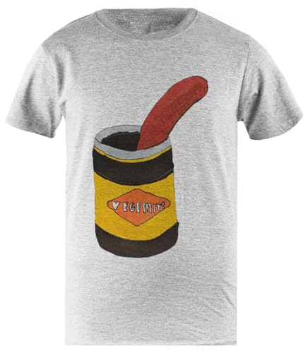 Tambootee Salchicha En Vegemite Camiseta Gris para Hombre, Camisa Sencilla De Algodón para Hombre