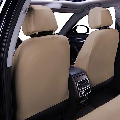 Flying Banner Car Seat Covers Front Seats Rear Bench Polyester Car Seat Protectors Easy Installations Rear Bench Split Classic Man Lady Truck (Full Set - Low Back, Solid Beige) #TOP2