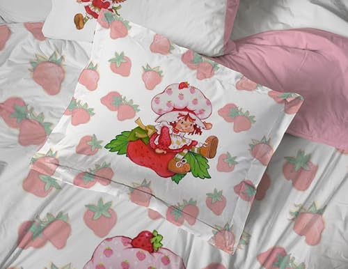 Image of Strawberry Shortcake Full Size Comforter Set 7 Piece Kids Bedding, Pink