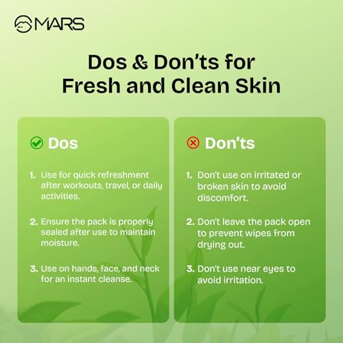 Image of MARS Good pH Balance Refreshing Wipes (10 Wipes) | Green Tea Extract | Hydrated & Glowing Skin On-The-Go | Removes Light Makeup | Skin Friendly
