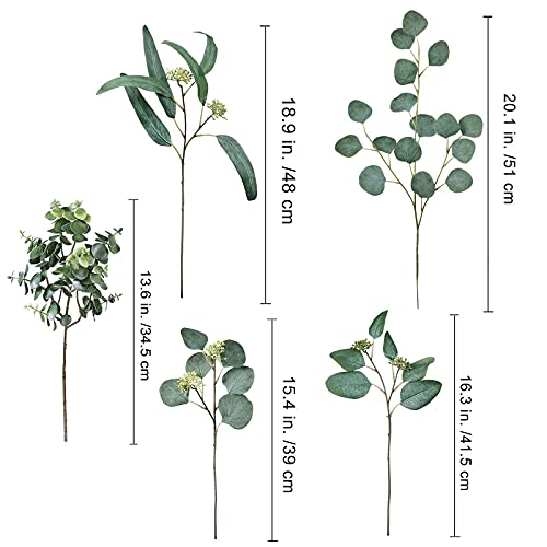 Winlyn 14 Pcs Mixed Eucalyptus Leaves Stems Bulk Artificial Greenery Stems Green Branches Eucalyptus Leaves Plant For Floral Arrangement Wreath Centerpieces Bouquets Wedding Holiday Greens Decor #TOP5