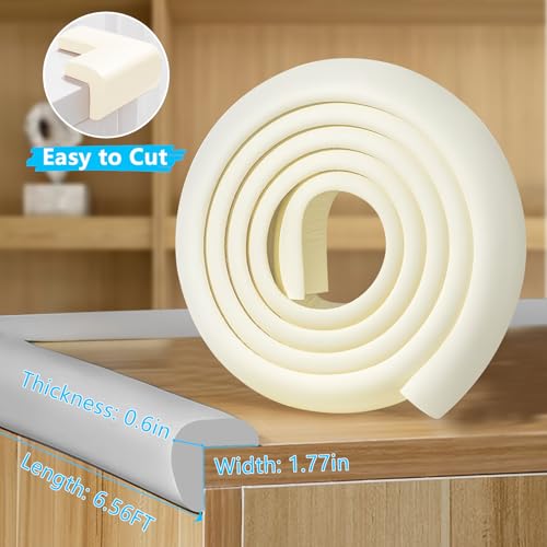 Image of ZOMPAGO Baby Proofing Edge Protector, Begin Foam L-Shape Self-Adhesive Corner Guards, Baby Crib Bumper Pad, Wall & Corner Protector Baby, Foam Corner Protectors for Nursery Kitchen Fireplace Furniture