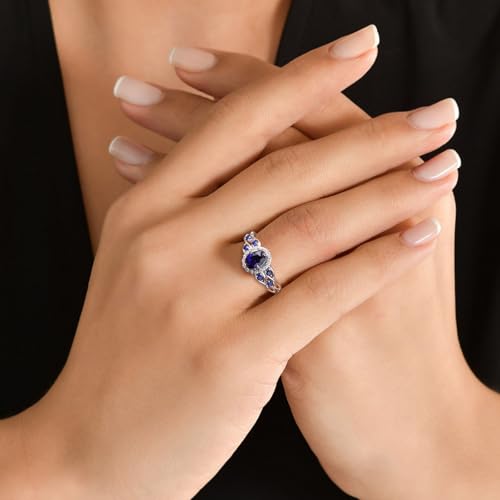 925 Sterling Silver Celtic Knot Engagement Ring for Women Moissanite/Cubic Zirconia Inlaid Oval Shaped Birthstone Rings Cocktail Wedding Birthday Jewelry(with Box)4