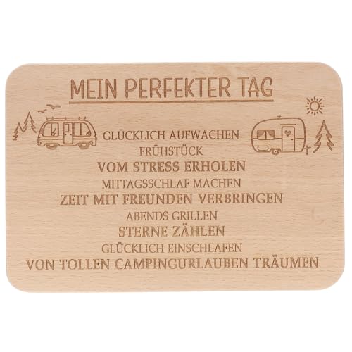 Spruchreif · Tagliere per la colazione in campeggio · Tagliere per il pane con incisione · Regali per campeggiatori · Regalo per campeggio