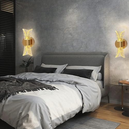 Image of Groeien 12W | 3 Color LED Nordic Sconce Crystal Glow Transparent Indoor Home Acrylic Wall Lamp for Bedroom Living Room Corridor Lighting Fixtures Wall Mount(Warm+Natural+Coolwhite)