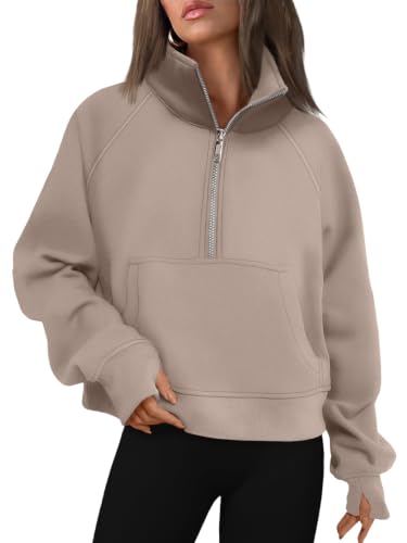 AUTOMET Womens Sweatshirts Half Zip Cropped Pullover Fleece Quarter Zipper Hoodies 2024 Fall Fashion...
