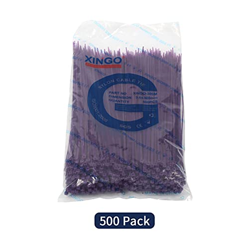 XINGO Purple Cable Ties Pack of 500, 300mm x 3.6mm,Premium Nylon Durable Zip Ties - Image 2