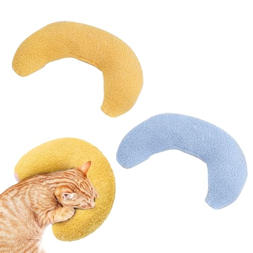 Cerioll Kissen für Katzen Hunde U-förmiges Kissen zum Schlafen, 2 Stück U förmige Kissen für Katzen, Beruhigungskissen für Hunde, Kissen für Katzen, U-förmiges Kissen zum Schlafen, Ausruhen, Spielen