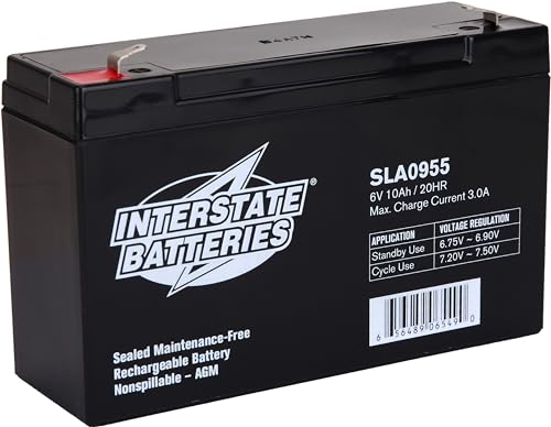 Interstate Batteries 6V 10AH SLA/AGM battery - .187 Faston spade terminal (SLA0955)