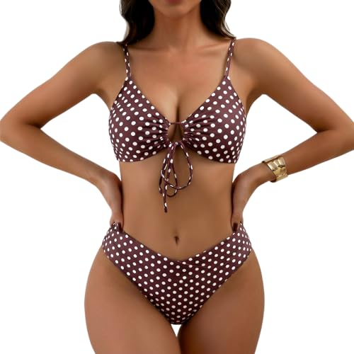 Image of Meetall Women's High Cut String Triangle Bikini Set Swimsuits Sexy Bathing Suits 2 Piece