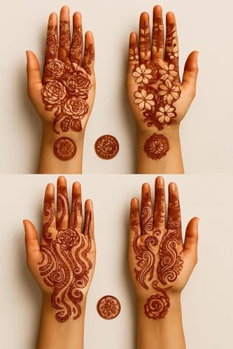 Image of Mehendi Stencil Stickers (Pack of 2) Bridal Mehendi Stencils Heena Mehandi Sticker for Festivals Functions Girls Women (sku 3)