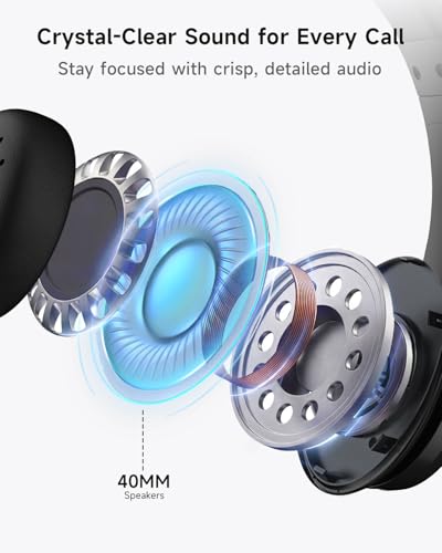 Image of AOC Wireless Headset with Mic for Work, Bluetooth 5.4 Wireless Headset with AI Noise Canceling Mics, USB A /C Dongle, Charging Base & Mic Mute, Wireless Headphones for Laptop, PC (Classic Black)