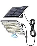JACKYLED Solar Lights for Outside with Motion Sensor , 113 Bright LEDs 9000K Solar flood lights outdoor Waterproof, Dusk to Dawn Solar spot lights , Solar Security Lights with 16.4ft Cable,1 pack