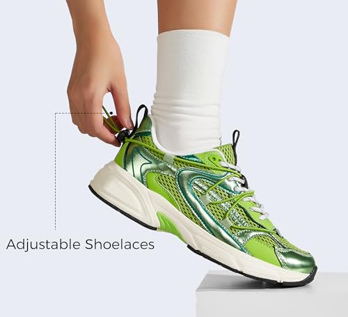 LUCKY STEP Women's Fashion Walking Shoes Running Platform Mesh Casual Sport Gym Work Adjustable Lace Lifestyle Stylish Trendy Athletic Tennis Shoes3