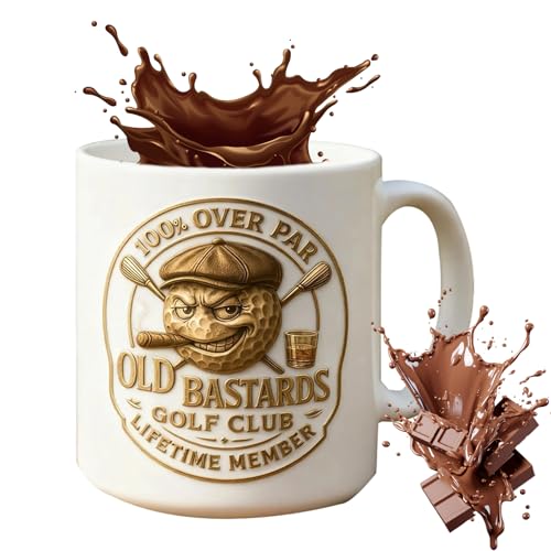 Golf para hombre, recipiente de cerámica para bebidas de 350 ml – Tazas de leche novedad, para padres maridos, abuelos apasionados de deportes, campo de golf, oficina, casa, cumpleaños, jubilación
