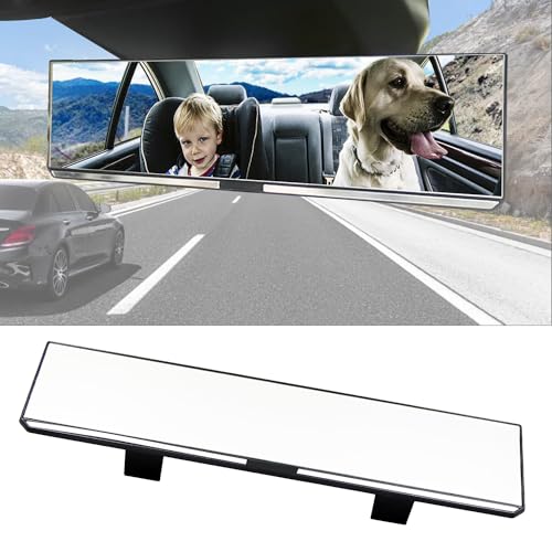 Kitbest Espejo retrovisor de 300 mm con clip de espejo retrovisor de gran angular en el espejo original del coche, camiones, 300x79 mm