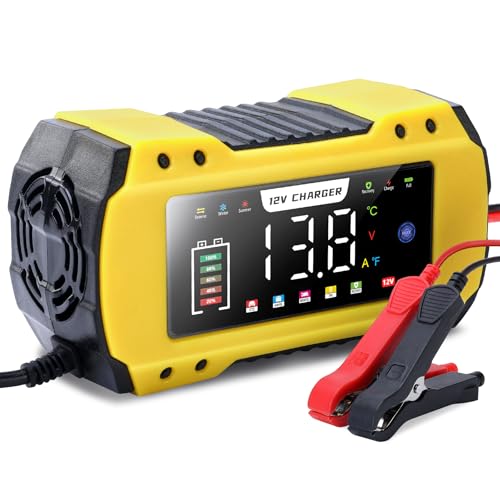 Autobatterie Ladegerät, 12V 8A Smart vollautomatische Batterie Ladegerät, Autobatterie Ladegerät, LCD-Bildschirm Vollautomatisches Ladegerät, für Auto LKW Motorrad Boot