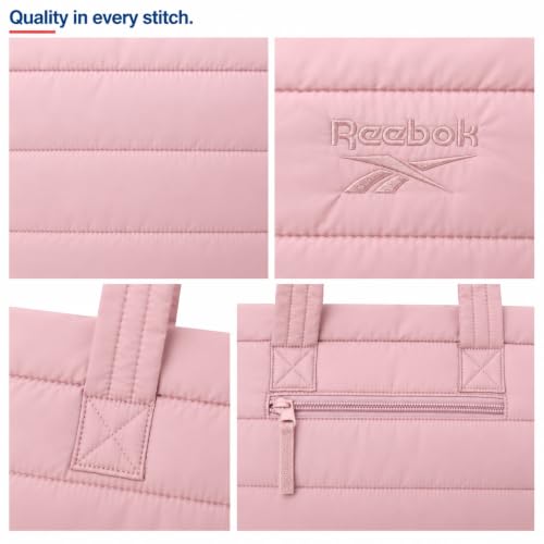 Image of Reebok Womens Tote Bag - Lightweight Carry On Puffer Quilted Tote Bag for Travel Work Travel and Daily Essentials