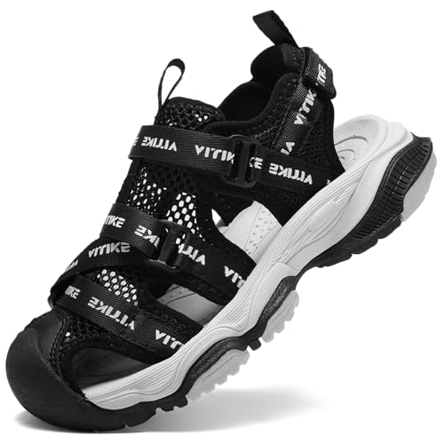 Image of JMFCHI Boys Girls Sports Sandals Summer Kids Closed Toe Outdoor Sandals Athletic Water Shoes Sandals Child Pool Beach Sandals Quick Drying Slip Resistant | Little /Big Kid,Comfortable lightweight,Non-slip soft sole,Hook-and-loop closure,Easy wear,Anti-collision toe,Daily casual