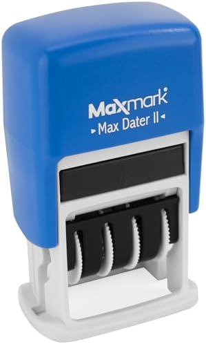 MaxMark Self-Inking Rubber Date Office Stamp with Received Phrase & Date - Blue Ink (Max Dater II), 12-Year Band