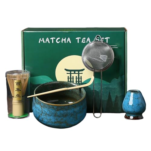 Matcha-Besen-Set-5-Part Matcha - Juego con cuenco y escoba, accesorios de ceremonia de té tradicionales | Kit de matcha perfecto para el hogar, la familia, los amigos y la Navidad