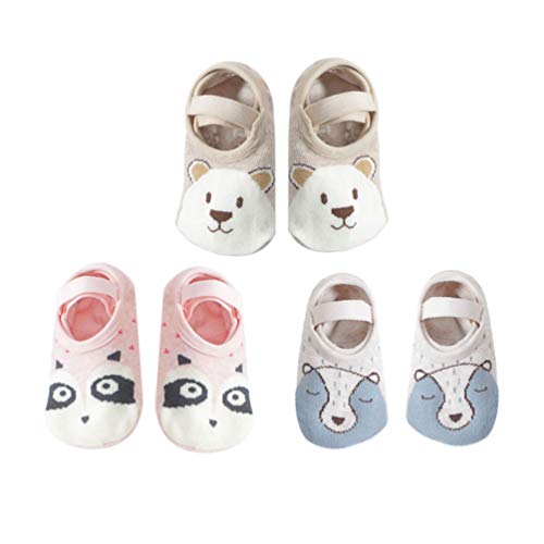 3 Pares Meias De Chão Infantil Meia De Chinelo De Bebê Meia Engraçada Meias Infantis Internas Meia Bonita Anti Derrapante Meia Infantil Algodão Meias Térmicas Recém-nascido Animal