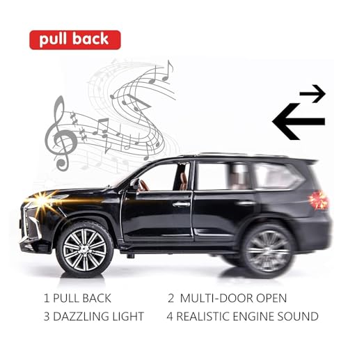 Image of DEUSON ECOM 124 Lx570 Toy Car Metal Diecast Car Toy for Kids Pullback Sound and Light Openable Door