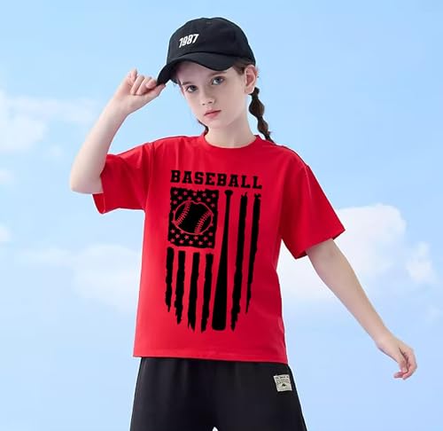 Image of Toddler Boys 4th of July Shirts Kids American Flag T-Shirt Girls Patriotic Short Sleeve Tees Cotton Top Clothes 1-7T