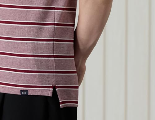 Image of Amazon Brand - Symbol Men Cotton Rich Textured Striper Polo Tshirts | Collar Striped Tshirts | Half Sleeves - Regular Fit (Available in Plus Sizes)
